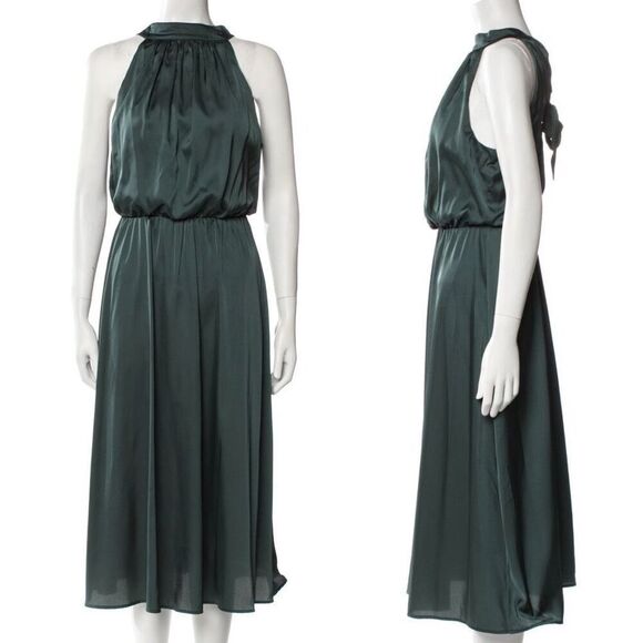 Nicole Miller Tie Neck Emerald Green Dress NWT Medium - Picture 1 of 7